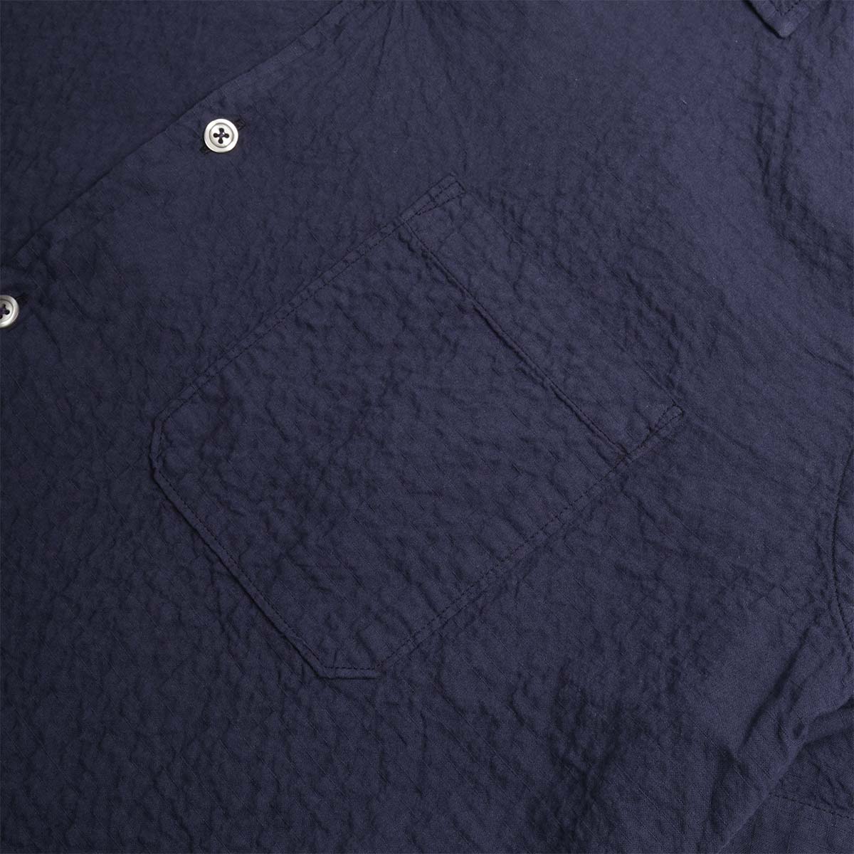 Universal Works Road Shirt, Arten Seersucker Navy, Detail Shot 4