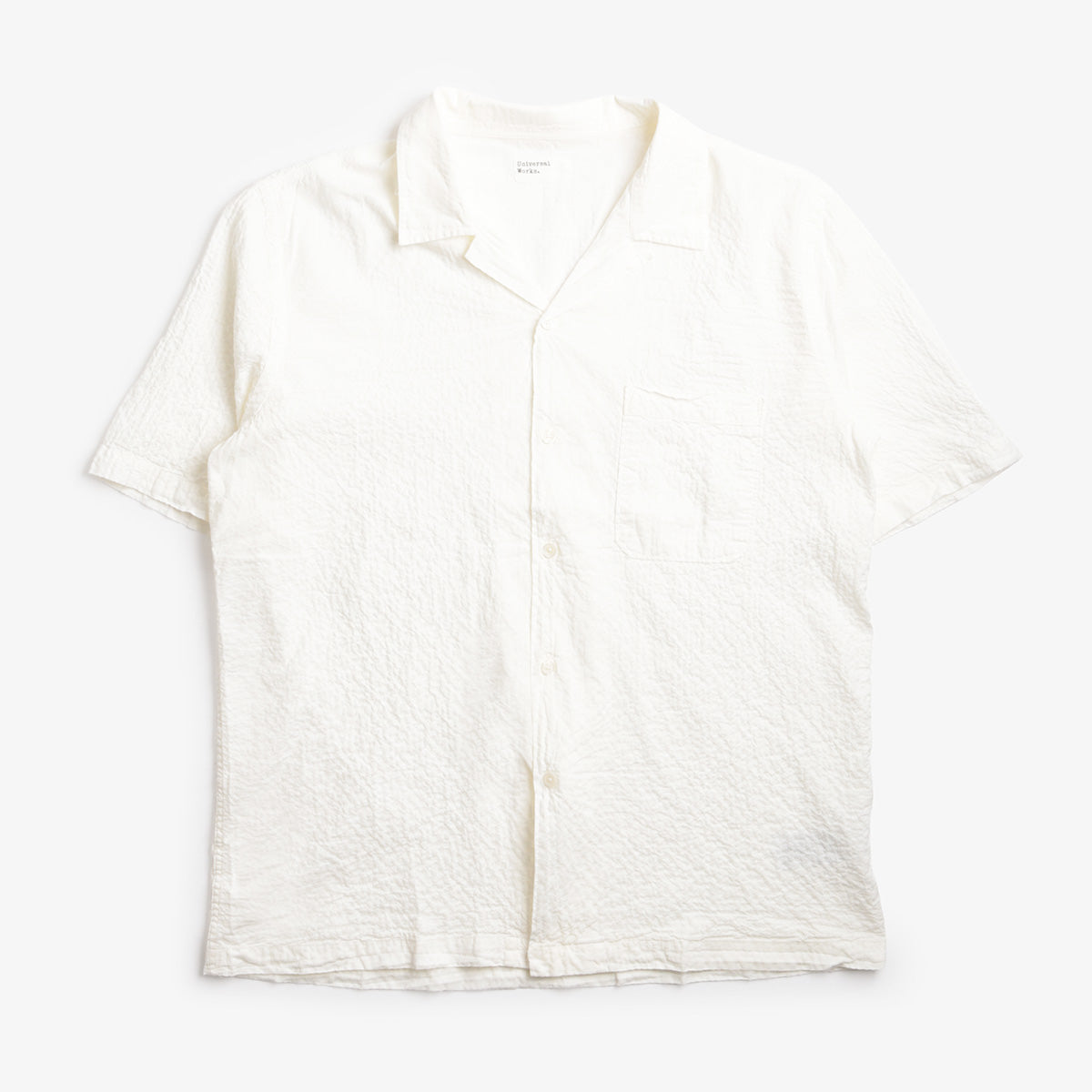 Universal Works Road Shirt, Arten Seersucker Ecru, Detail Shot 1