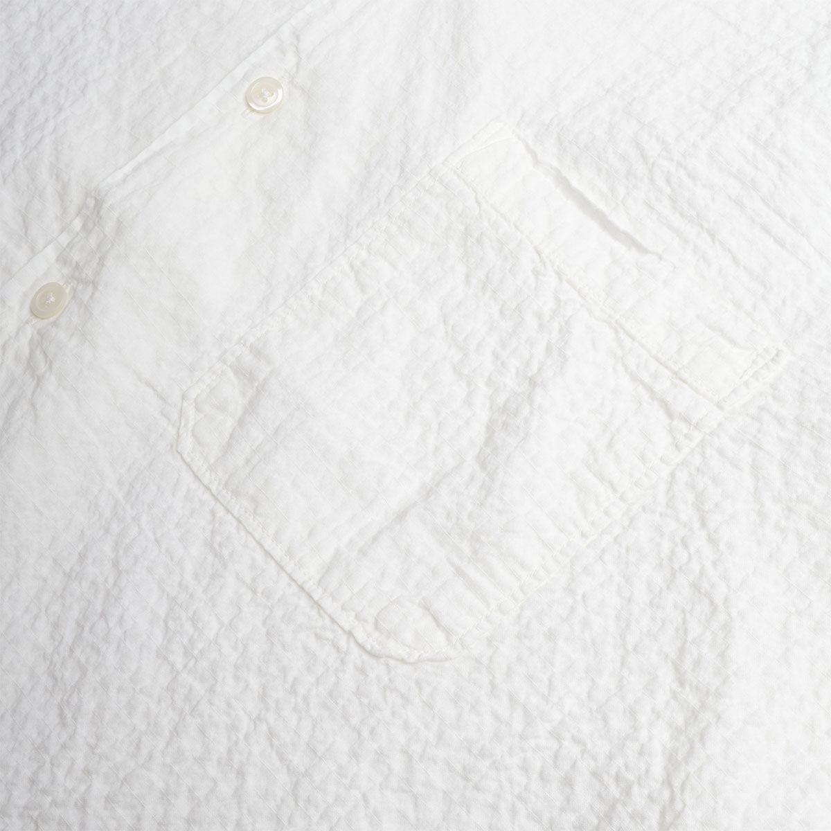 Universal Works Road Shirt, Arten Seersucker Ecru, Detail Shot 4