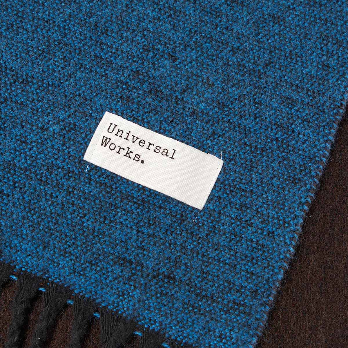 Universal Works Scarf, Double Sided Light Blue Brown, Detail Shot 2