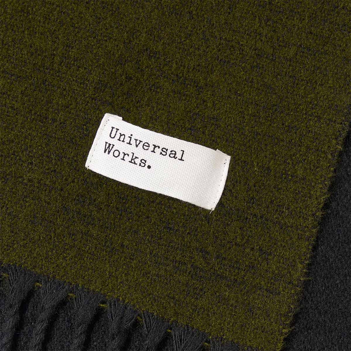 main Universal Works Scarf, Double Sided Green Black, Detail Shot 2