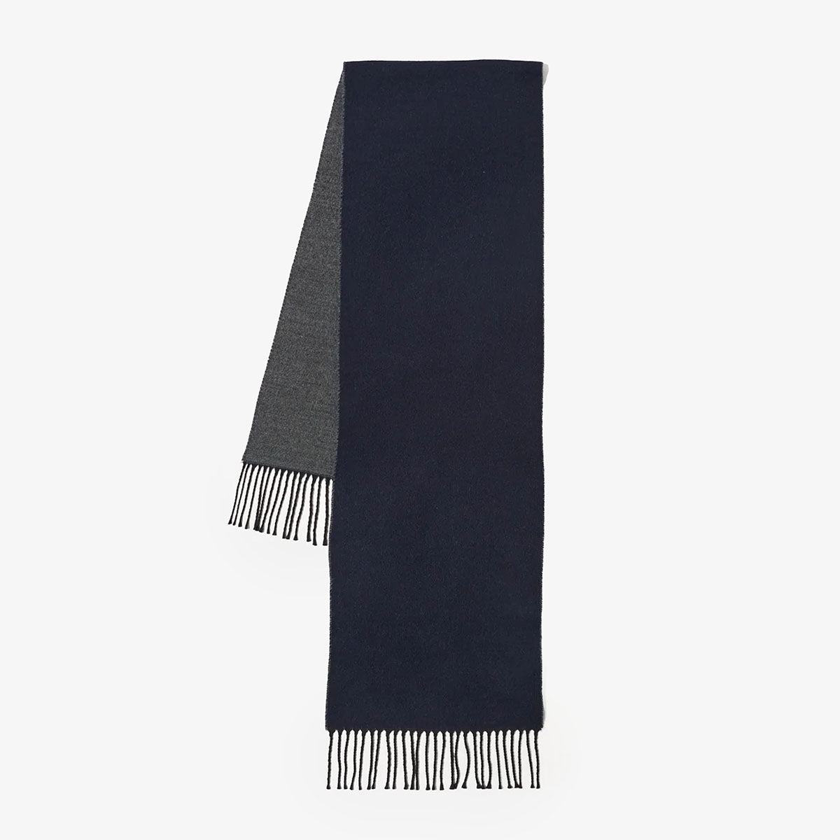main Universal Works Scarf, Double Sided Navy Mid Grey, Detail Shot 1