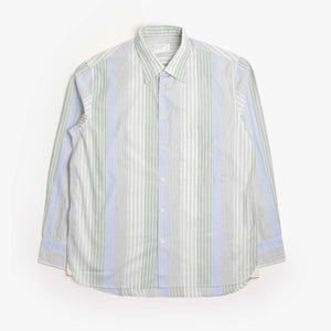 Universal Works Square Pocket Shirt - Green / Chamdobby Stripe