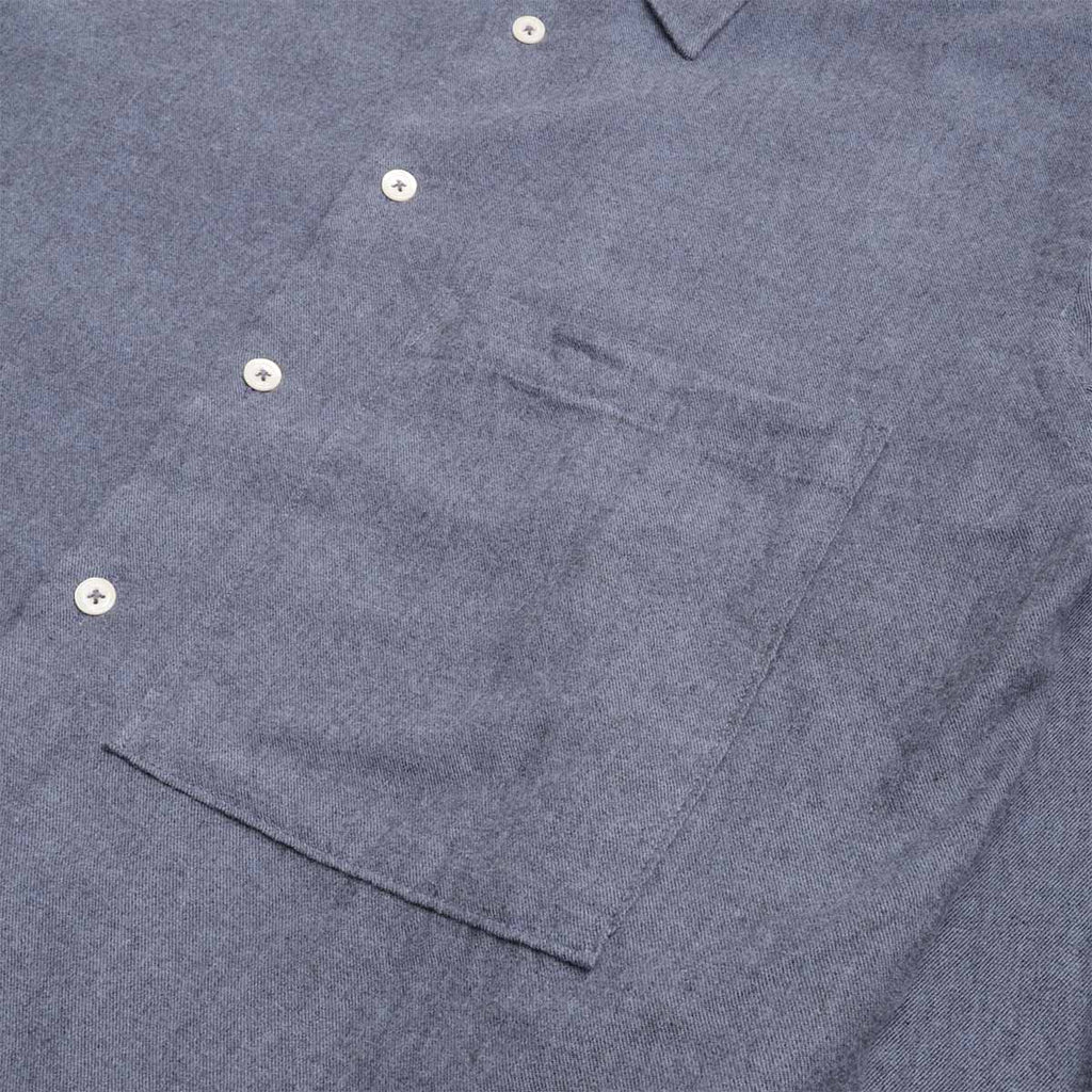 Universal Works Square Pocket Shirt, Blue Brushed Marl Twill, Detail Shot 3