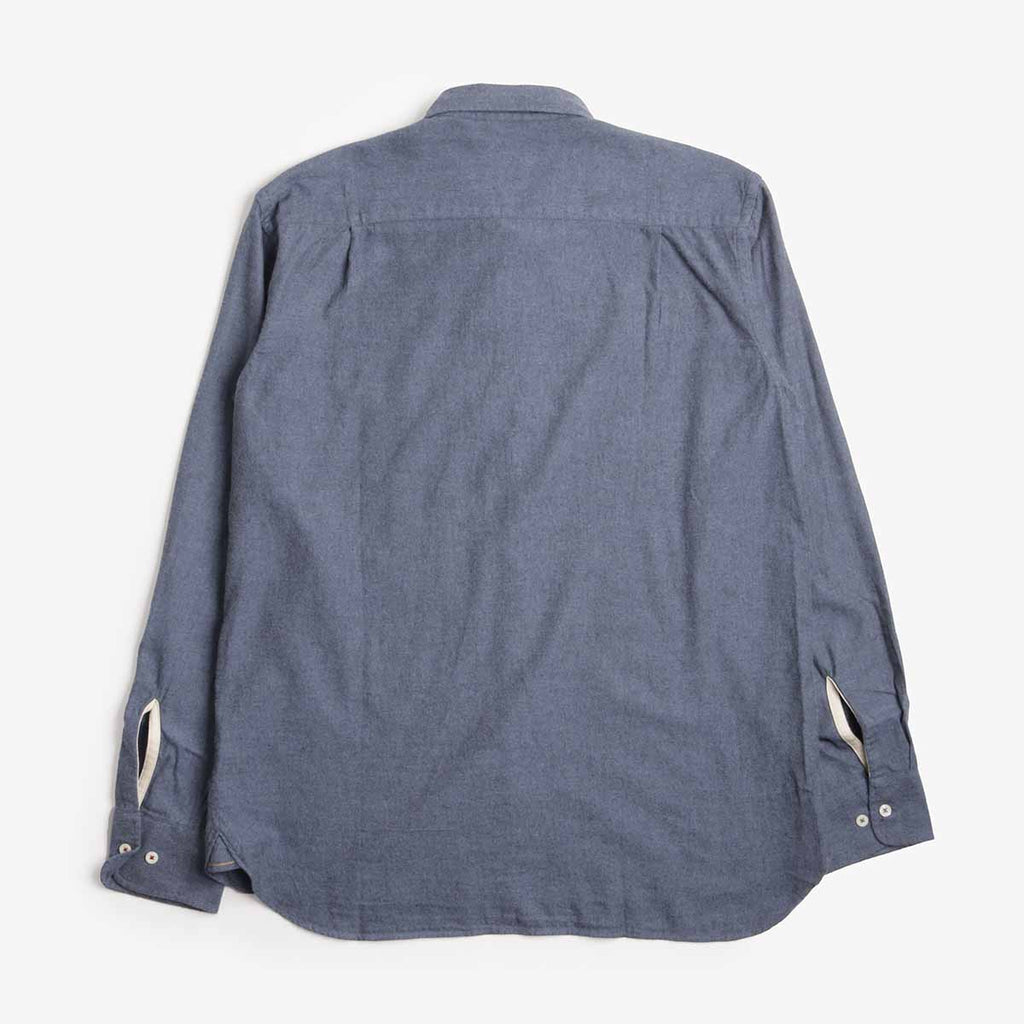 Universal Works Square Pocket Shirt, Blue Brushed Marl Twill, Detail Shot 5