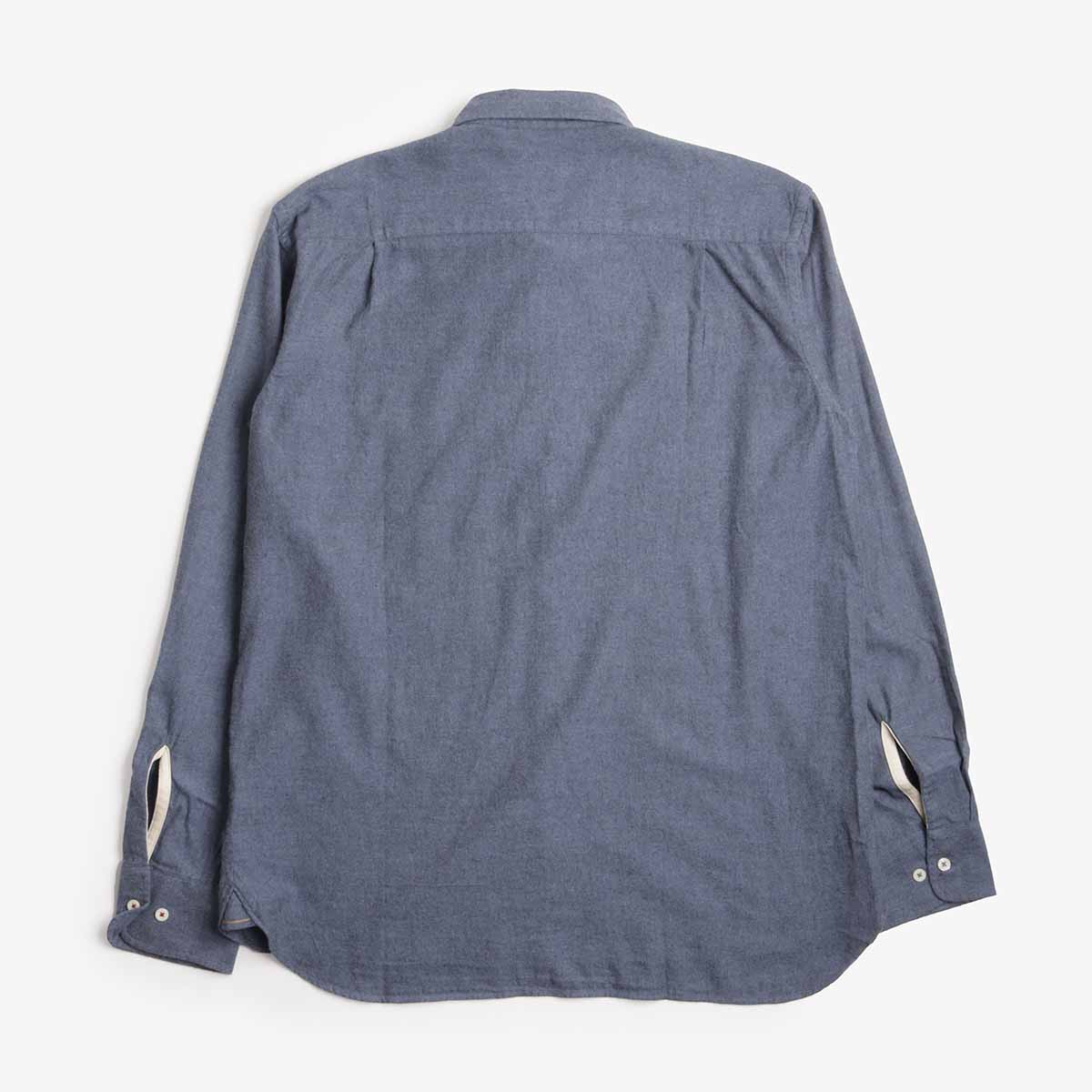 Universal Works Square Pocket Shirt, Blue Brushed Marl Twill, Detail Shot 5