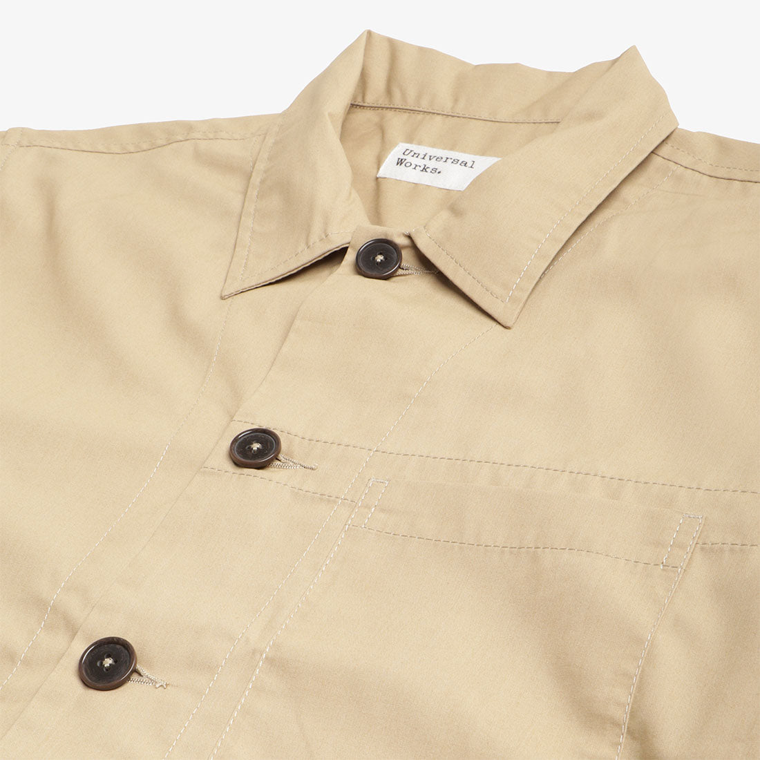 Universal Works Tech Short Sleeve Overshirt, Sand, Detail Shot 2