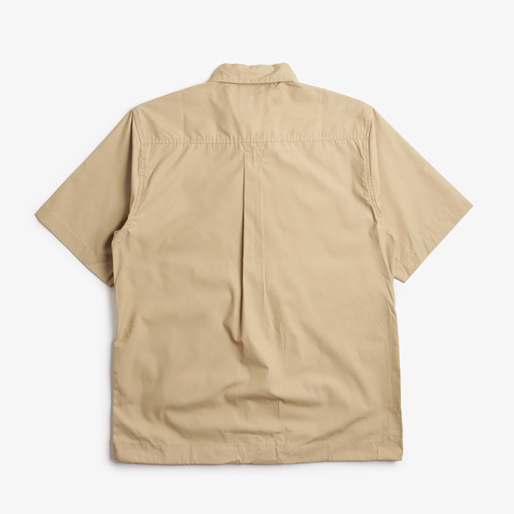 Universal Works Tech Short Sleeve Overshirt, Sand, Detail Shot 4