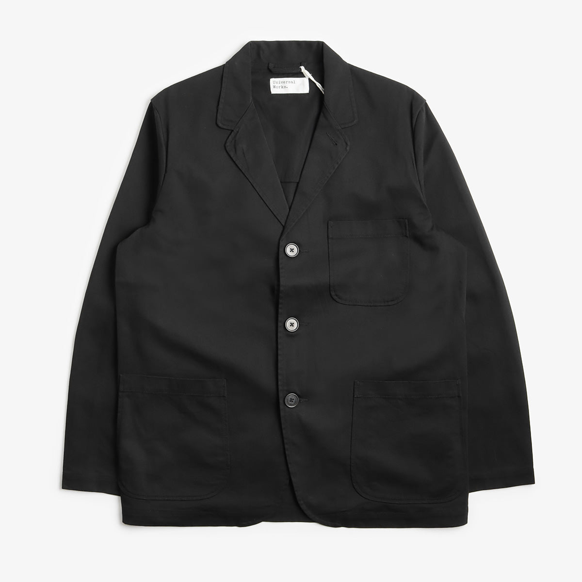 Universal Works Three Button Jacket, Black Twill, Detail Shot 1