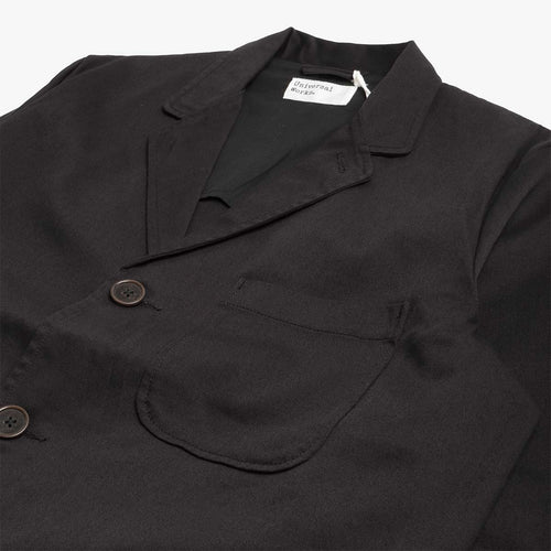 Universal Works Three Button Jacket, Black Twill, Detail Shot 2