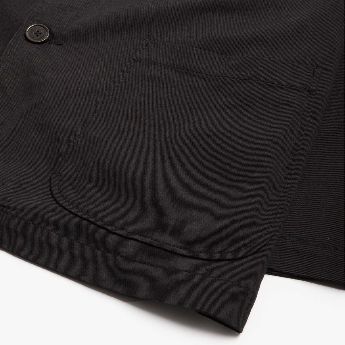 Universal Works Three Button Jacket, Black Twill, Detail Shot 3