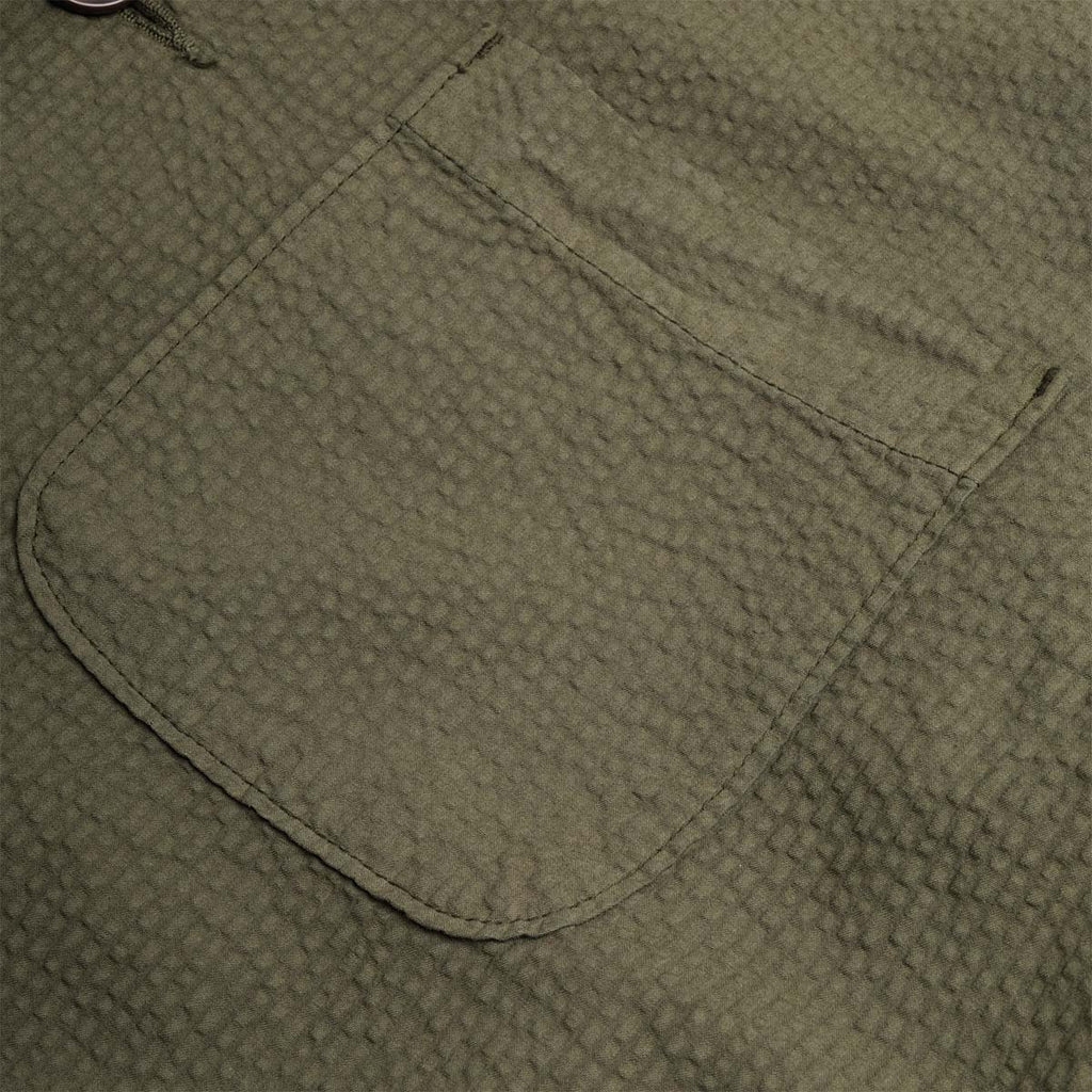 Universal Works Three Button Jacket, Merida Seersucker Olive, Detail Shot 2