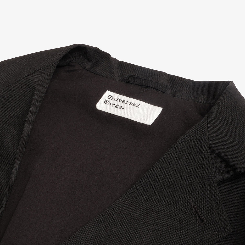 Universal Works Two Button Jacket, Black Tropical Suiting, Detail Shot 3