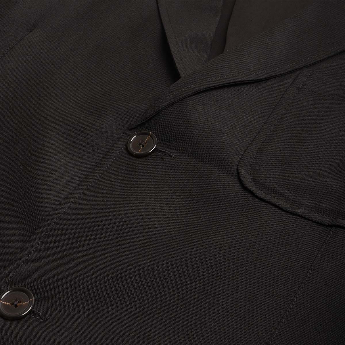 Universal Works Two Button Jacket, Black Tropical Suiting, Detail Shot 4
