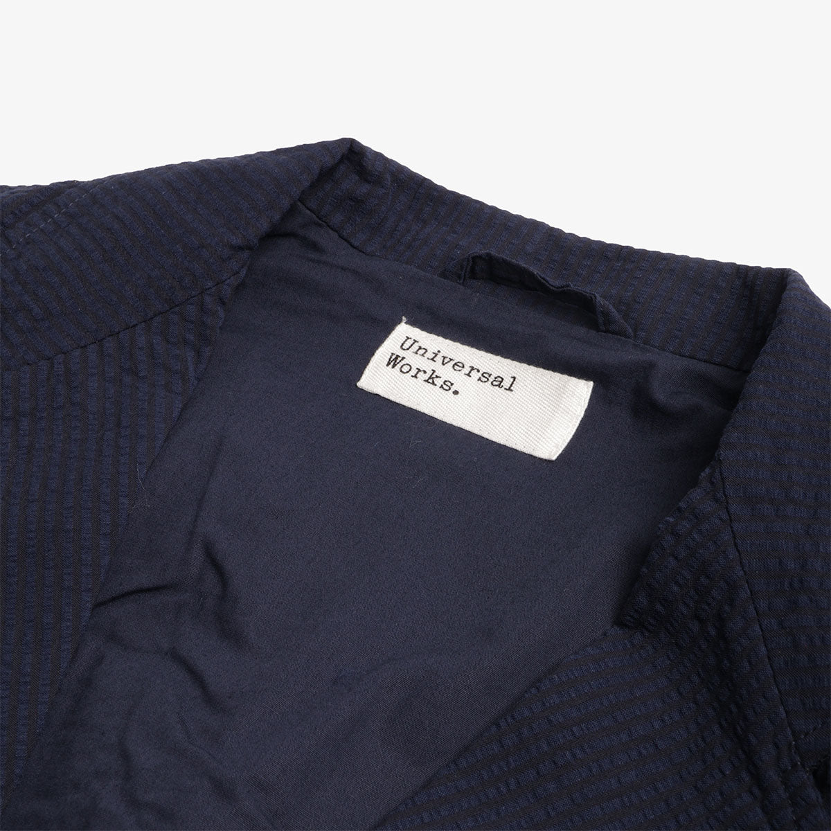 main Universal Works Two Button Jacket, Navy Derby Stripe, Detail Shot 2