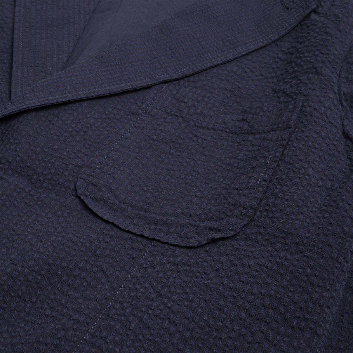 main Universal Works Two Button Jacket, Navy Derby Stripe, Detail Shot 3