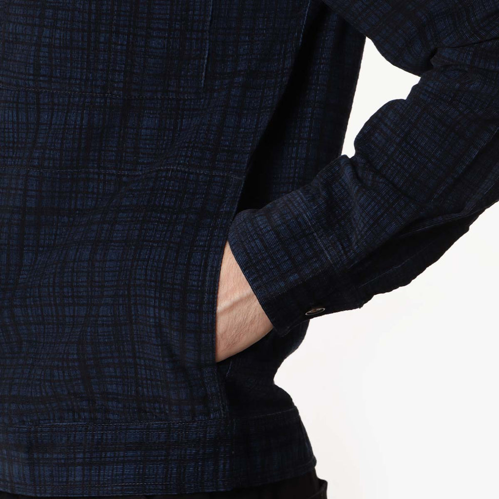 Universal Works Uniform Jacket, Navy Check Cord Seersucker, Detail Shot 3