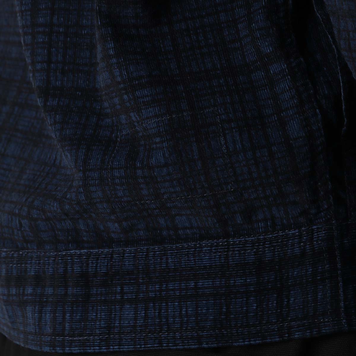 Universal Works Uniform Jacket, Navy Check Cord Seersucker, Detail Shot 5