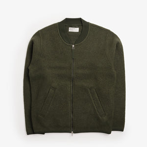 Universal Works Wool Fleece Zip Bomber - Green