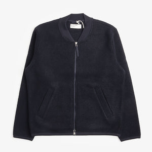 Universal Works Wool Fleece Zip Bomber - Navy