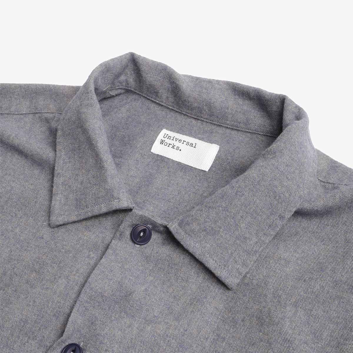 main Universal Works Work Shirt, Brushed Flannel Navy, Detail Shot 3