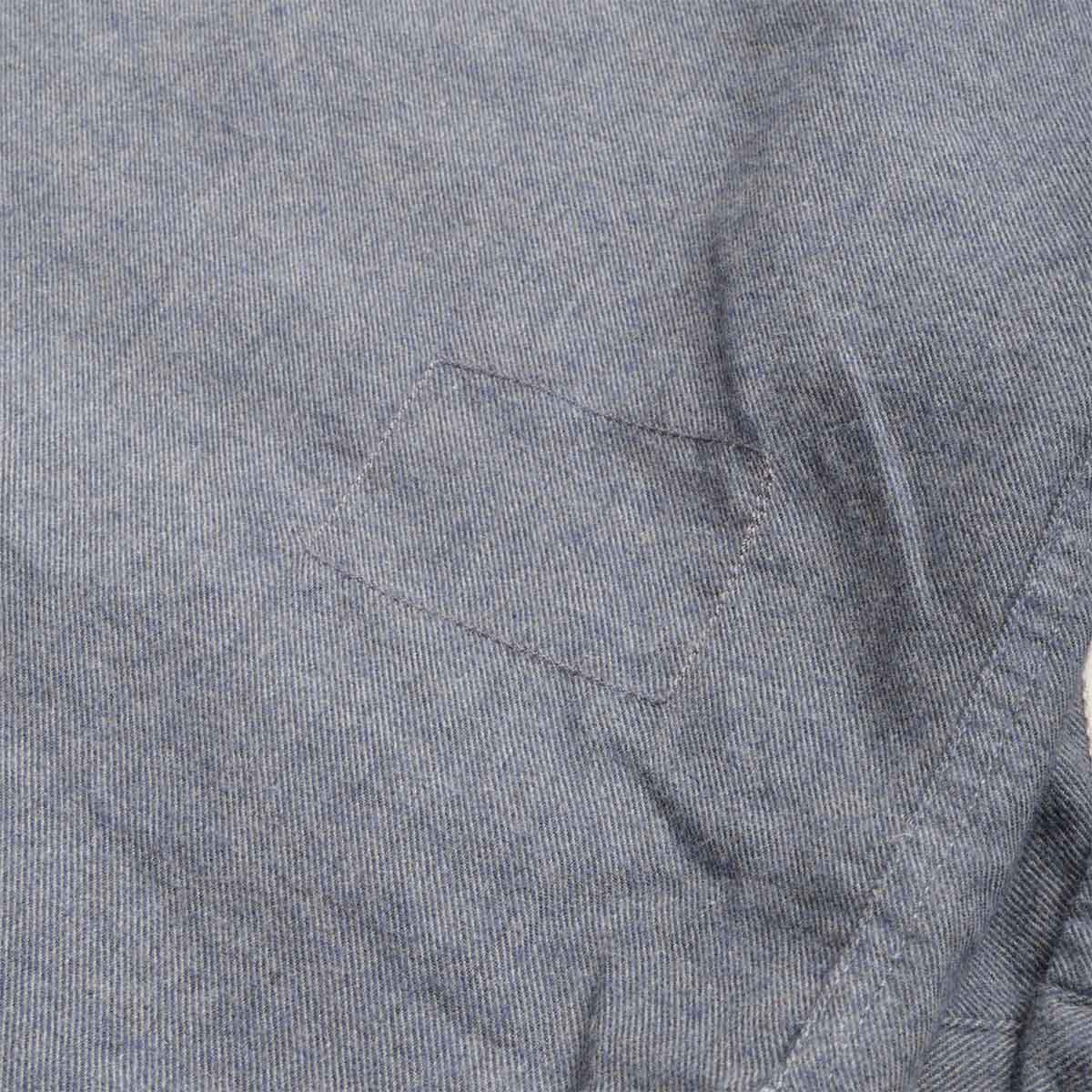 main Universal Works Work Shirt, Brushed Flannel Navy, Detail Shot 5