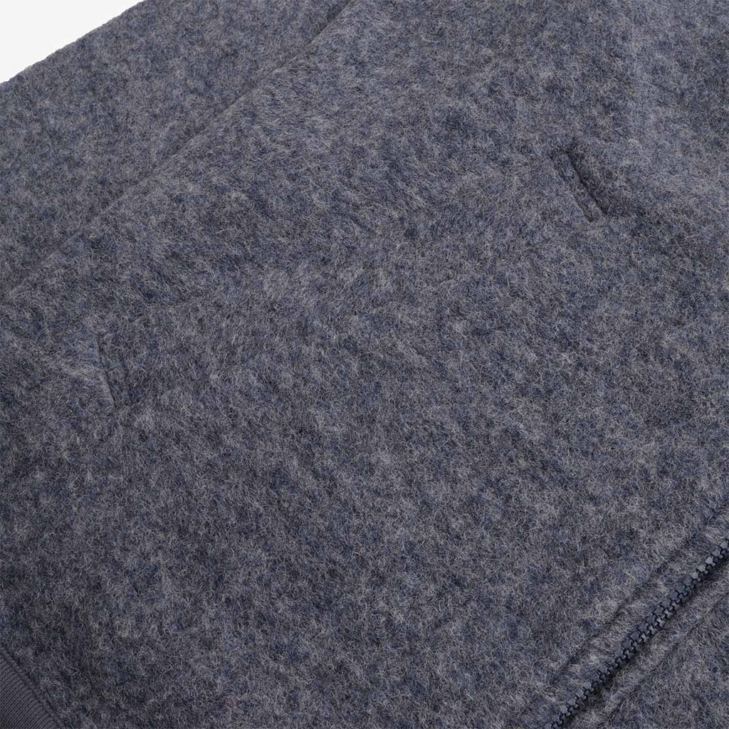 Universal Works Zip Bomber, Wool Fleece Slate Blue, Detail Shot 3
