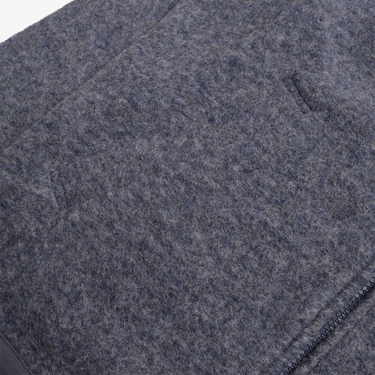 main Universal Works Zip Bomber, Wool Fleece Slate Blue, Detail Shot 3