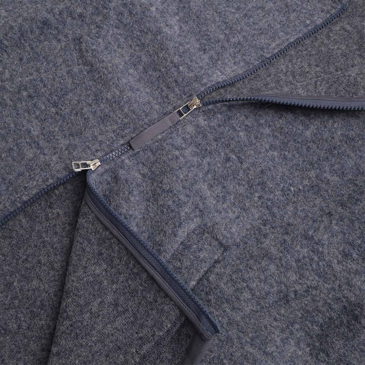 main Universal Works Zip Bomber, Wool Fleece Slate Blue, Detail Shot 4