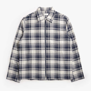 Chemise zippée Universal Works - Carreaux Texturés Marine
