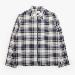 thumbnail Universal Works Zip Shirt, Navy Texture Plaid, Detail Shot 1
