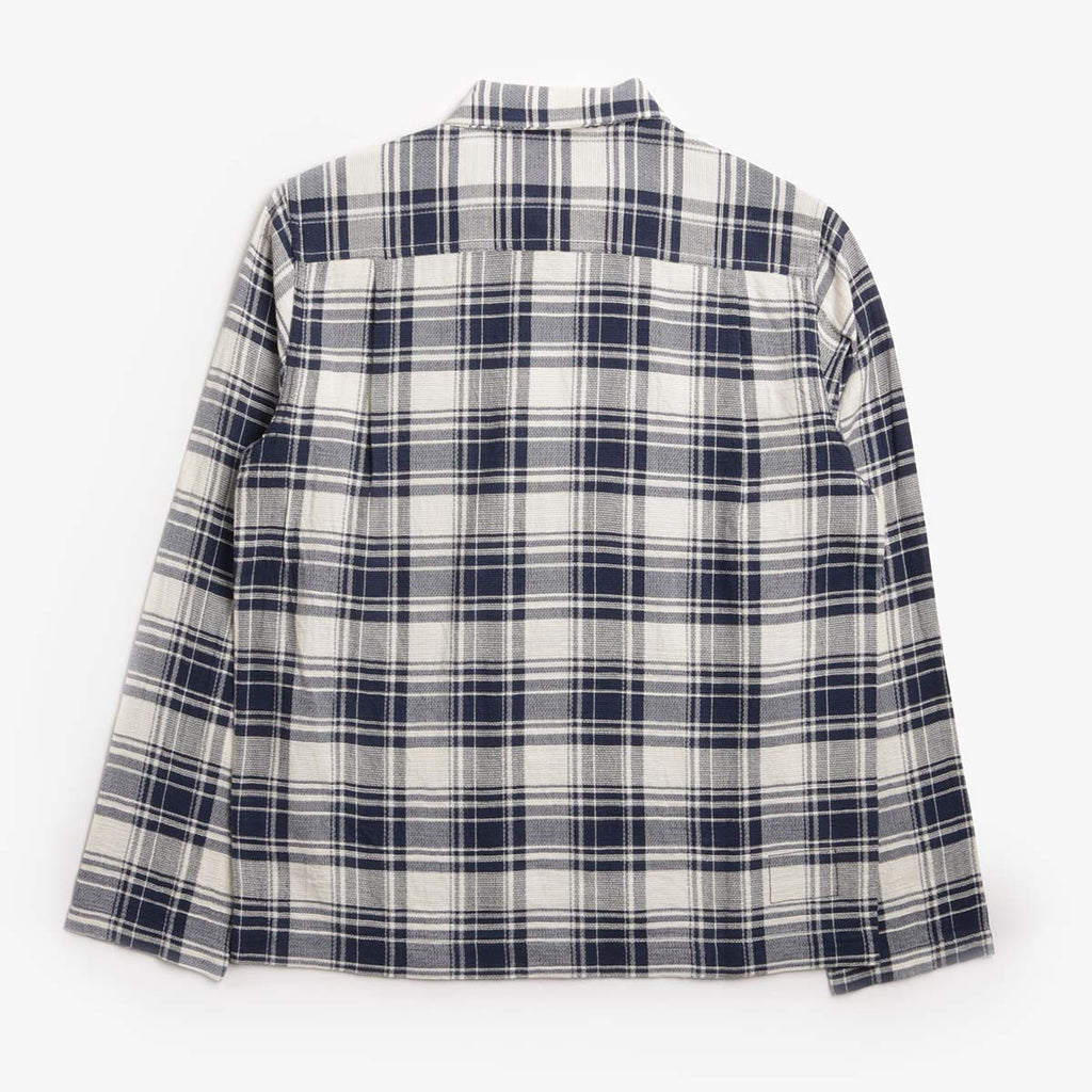 Universal Works Zip Shirt, Navy Texture Plaid, Detail Shot 2