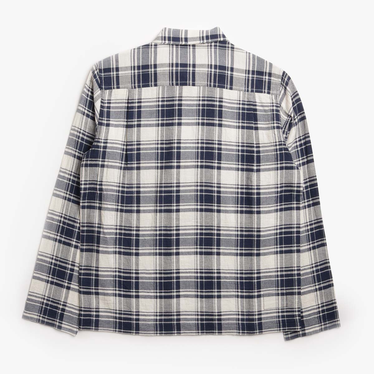 Universal Works Zip Shirt, Navy Texture Plaid, Detail Shot 2