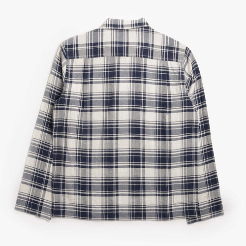 Universal Works Zip Shirt, Navy Texture Plaid, Detail Shot 2