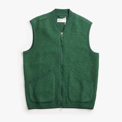 thumbnail Universal Works Zip Waistcoat, Wool Fleece Green, Detail Shot 1