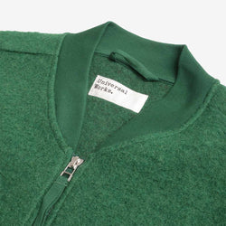 thumbnail Universal Works Zip Waistcoat, Wool Fleece Green, Detail Shot 2