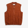 Universal Works Zip Waistcoat, Wool Fleece Rust, Detail Shot 1