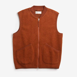 thumbnail Universal Works Zip Waistcoat, Wool Fleece Rust, Detail Shot 1