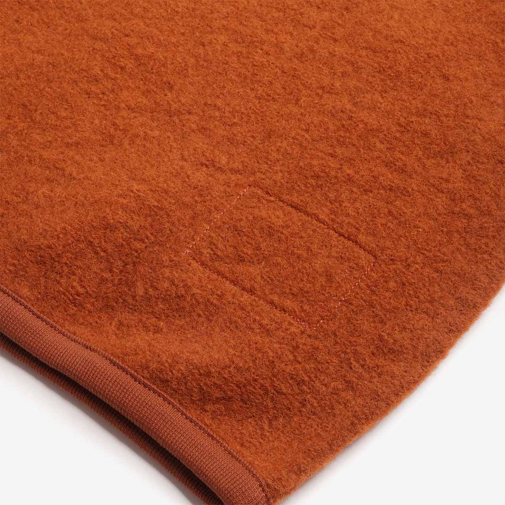 Universal Works Zip Waistcoat, Wool Fleece Rust, Detail Shot 5