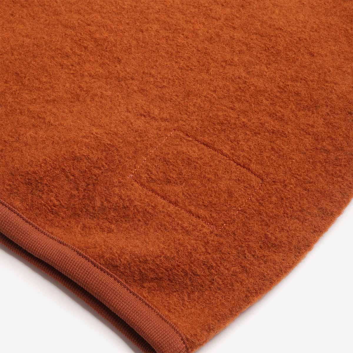 Universal Works Zip Waistcoat, Wool Fleece Rust, Detail Shot 5