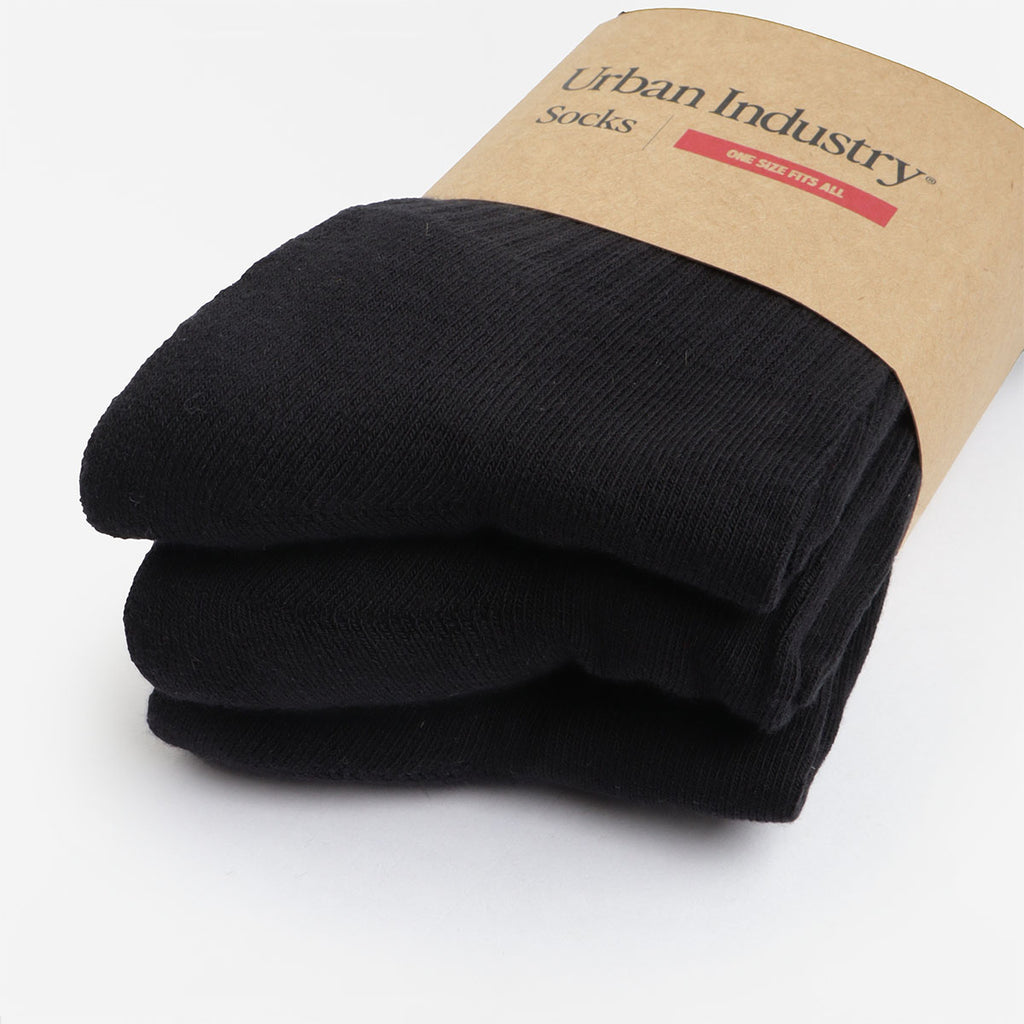 Urban Industry Classic Socks 3 Pack, Black, Detail Shot 3