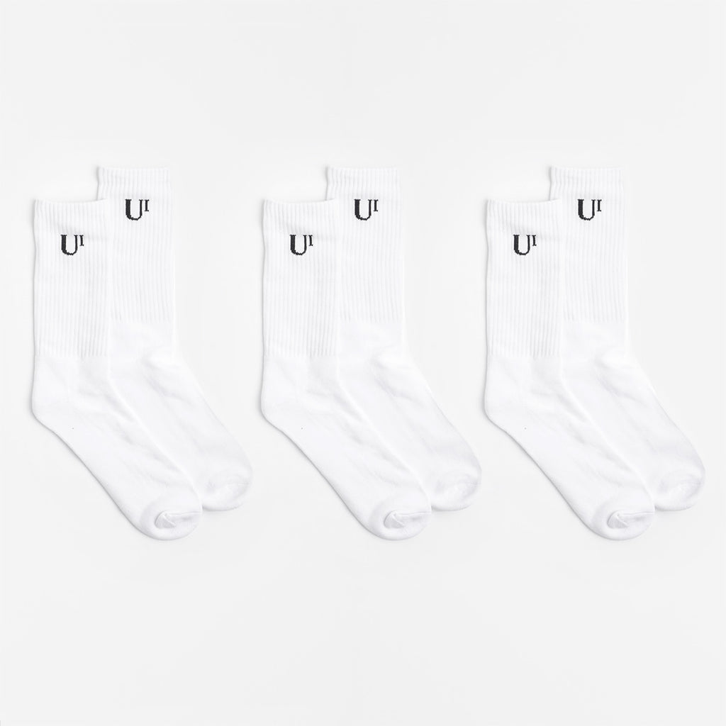Urban Industry Classic Socks 3 Pack, White, Detail Shot 2
