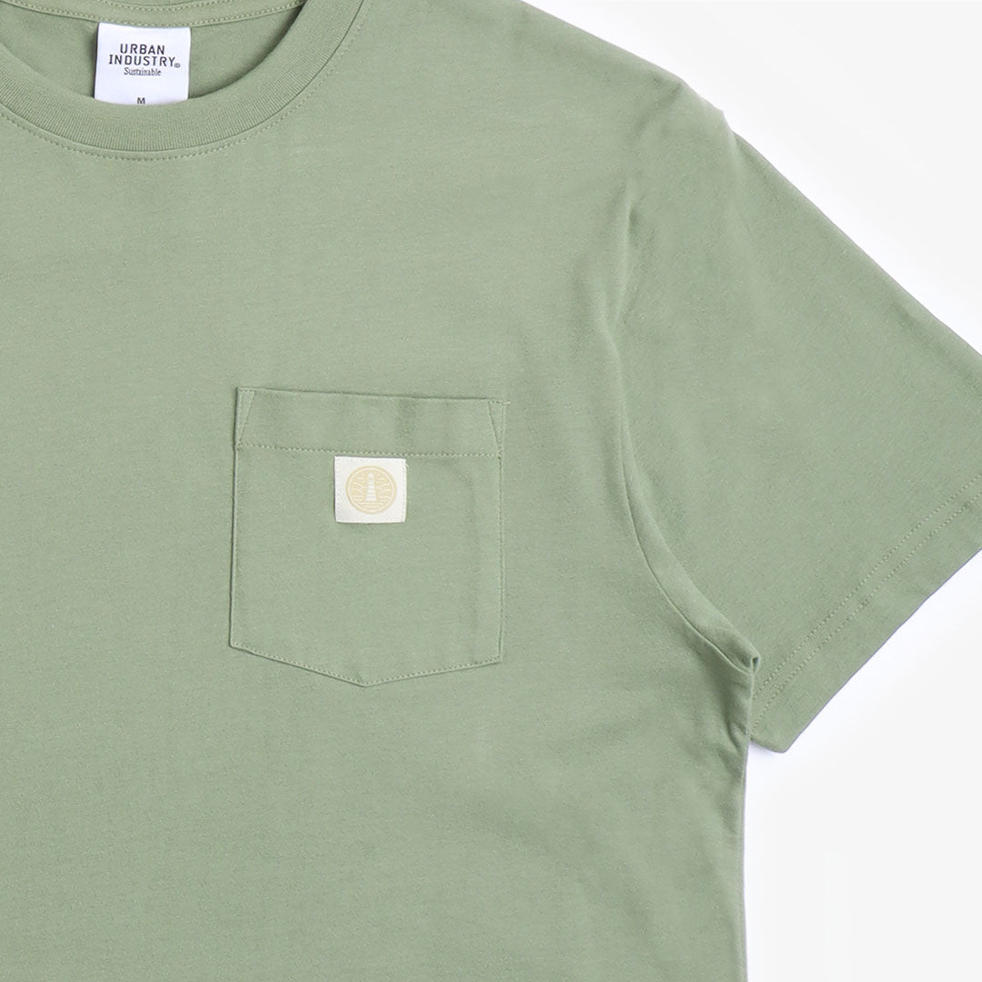 Urban Industry Organic Beacon Pocket T-Shirt, Olive Green, Detail Shot 2