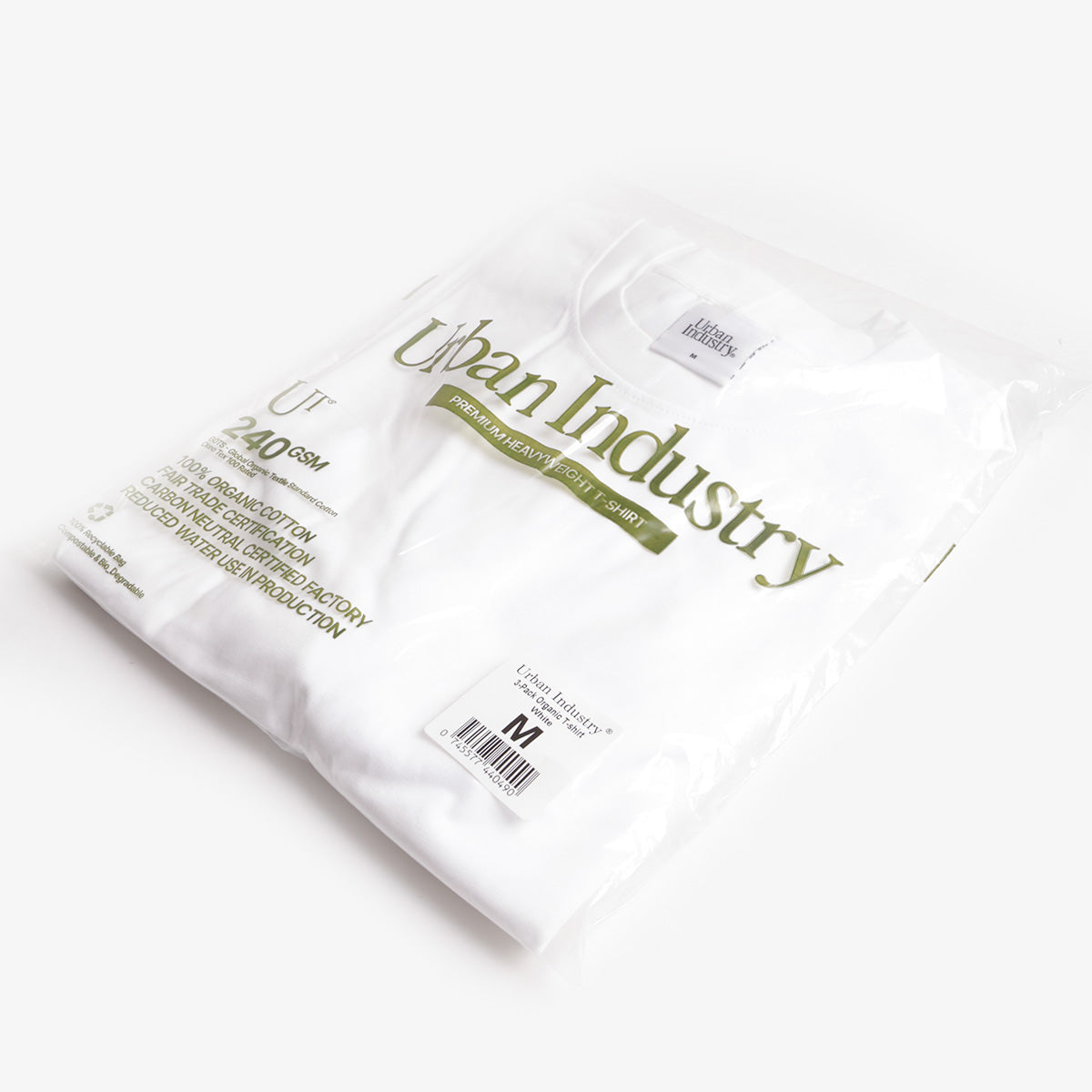 Urban Industry Premium Heavyweight T-Shirt 3-Pack, White, Detail Shot 3