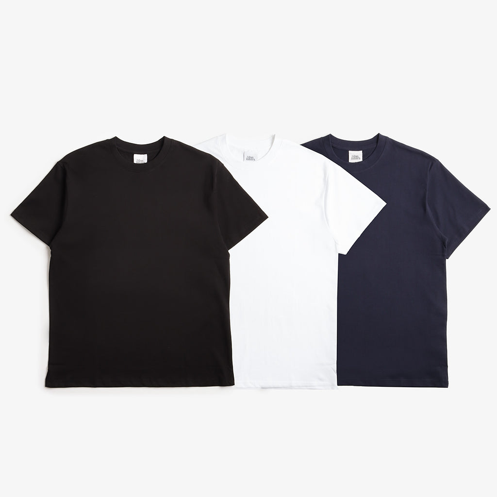 Urban Industry Premium Heavyweight T-Shirt 3-Pack, White Black Navy, Detail Shot 1