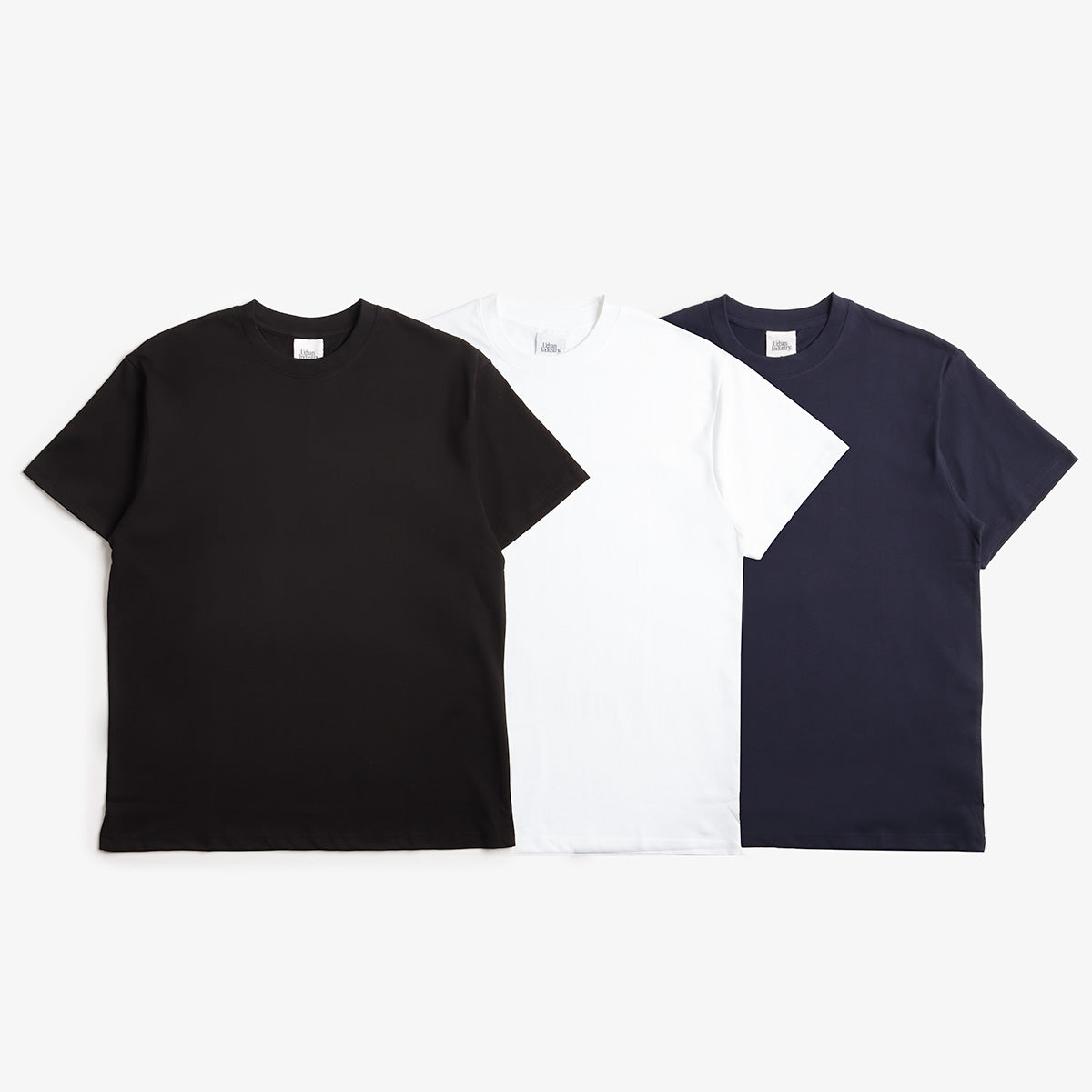 Urban Industry Premium Heavyweight T-Shirt 3-Pack, White Black Navy, Detail Shot 1
