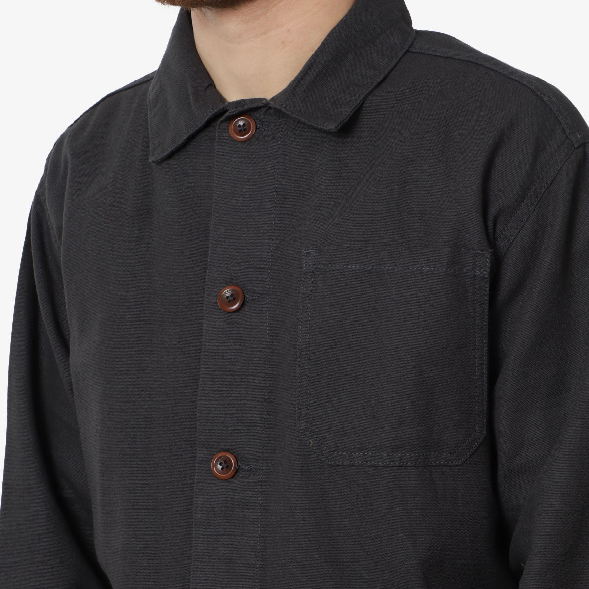 Uskees Buttoned Overshirt, Charcoal, Detail Shot 1