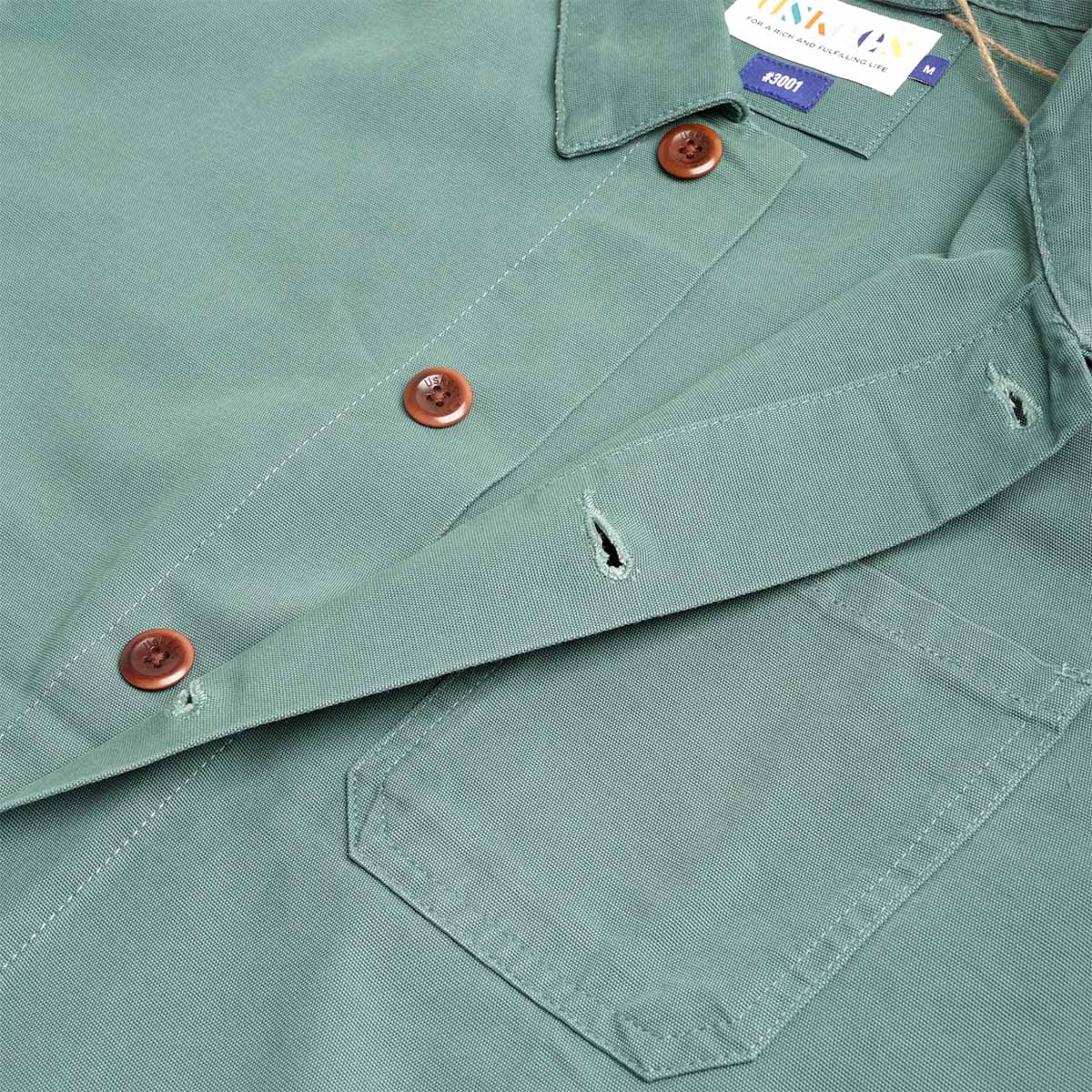 Uskees Buttoned Overshirt, Green, Detail Shot 4