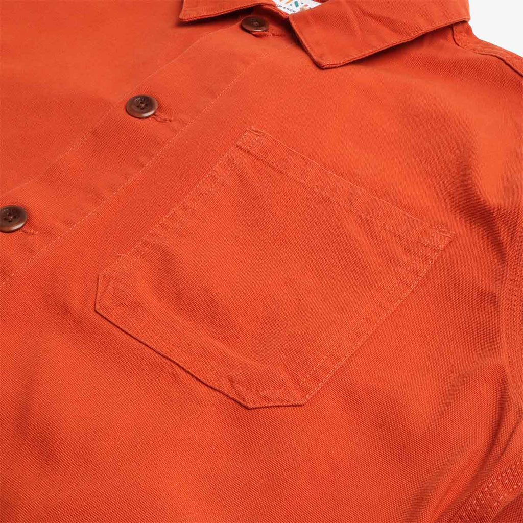 Uskees Buttoned Overshirt, Rust, Detail Shot 2