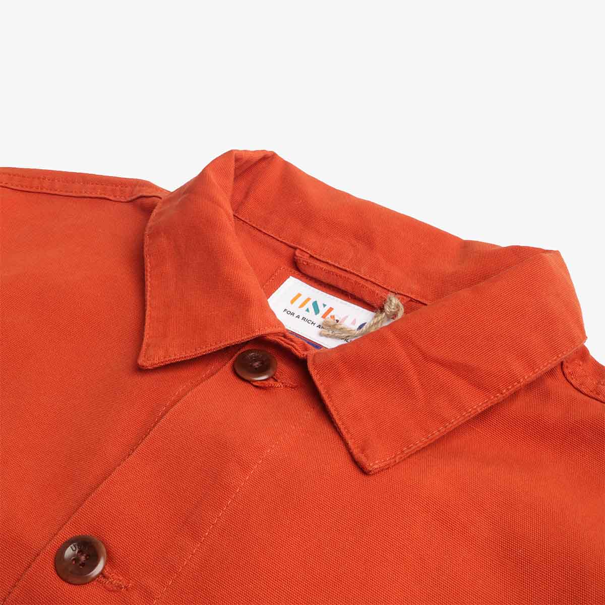 Uskees Buttoned Overshirt, Rust, Detail Shot 3